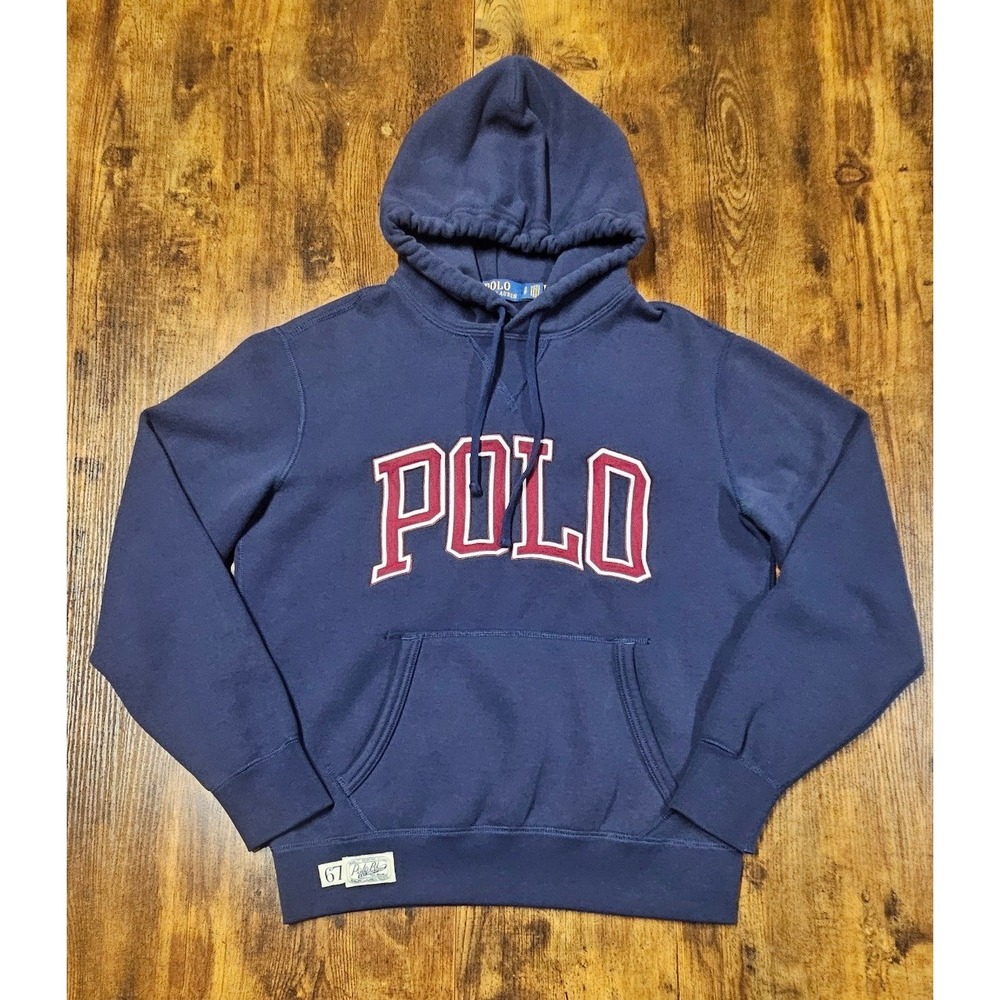 Polo Ralph Lauren Mens Navy Blue Varsity Logo Fleece Hoodie Small